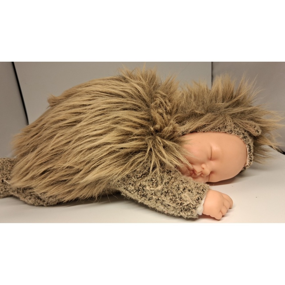 Anne Geddes Plush Sleeping Hedgehog Baby Doll‎ Brown Rubber Face